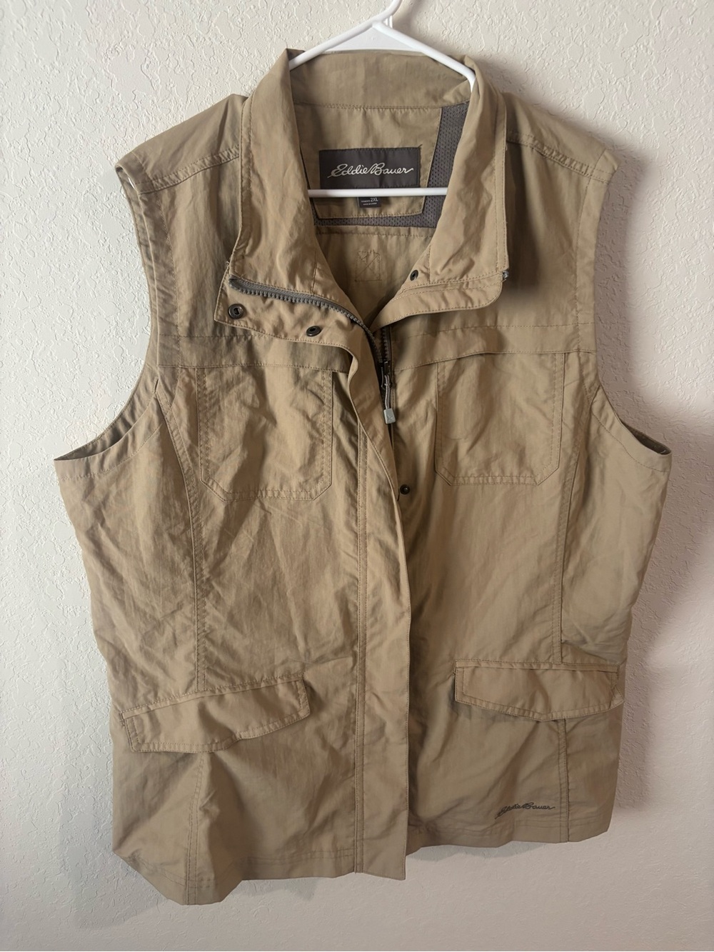 Eddie Bauer Travex Womens 2XL Khaki Utility Safari Travel Vest Cargo Gorpcore